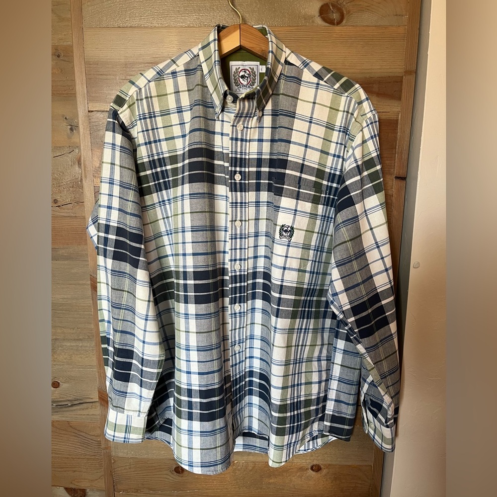 CINCH - Men’s Western Style Plaid Button-Down Shirt - Blue, Green, White